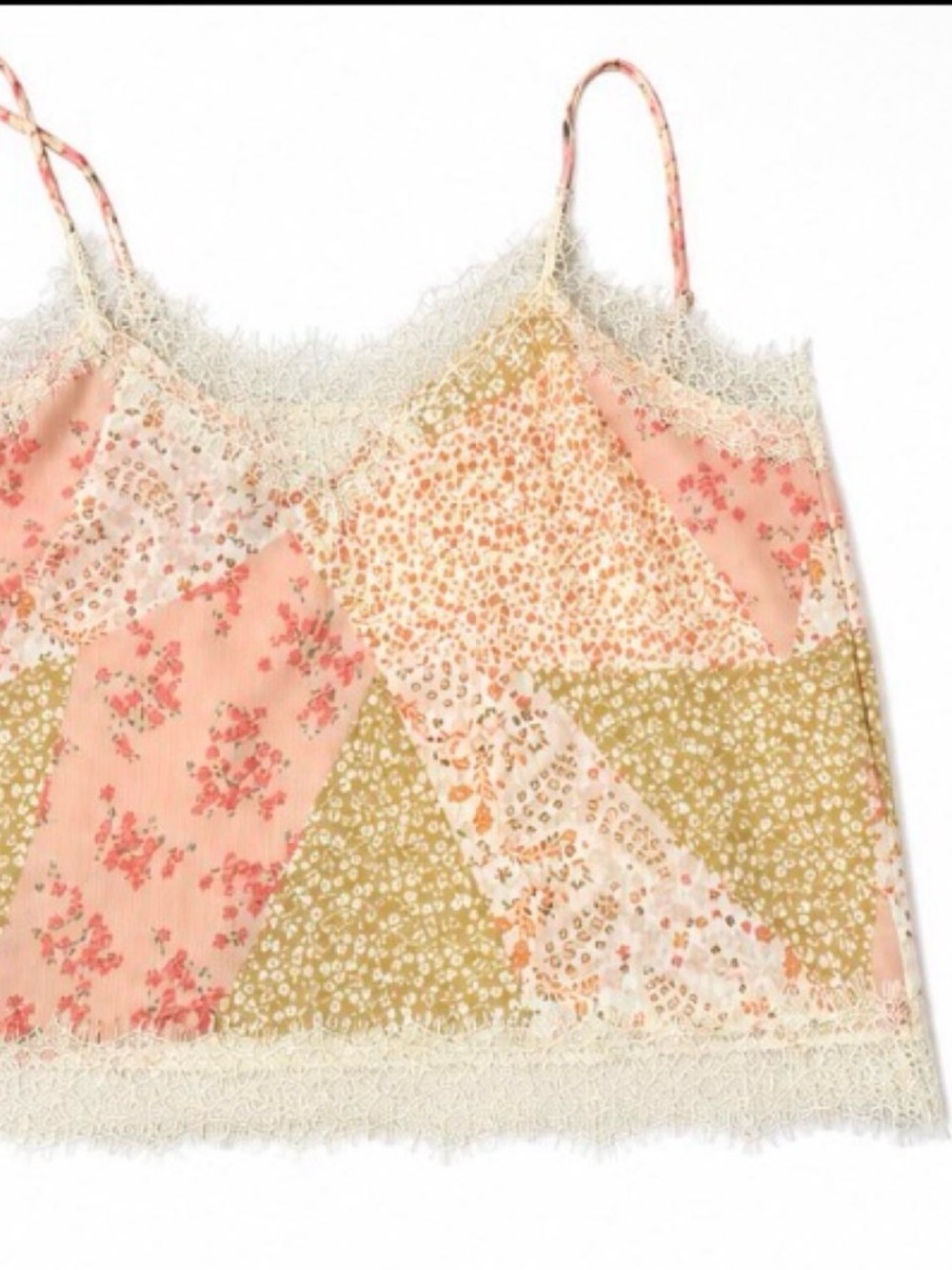 LOFT Floral Patchwork Lace Cami Top Large Coquette Y2K